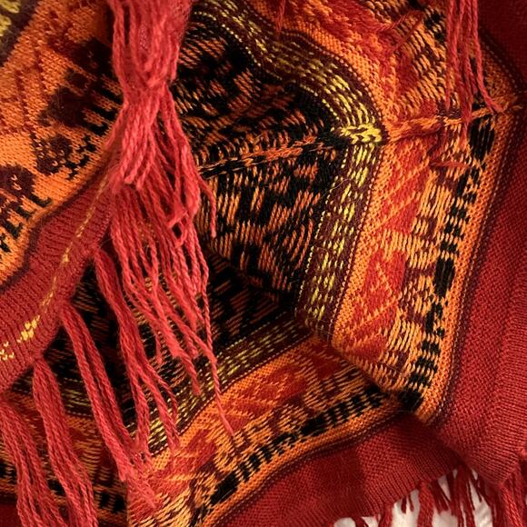 ALPASUR Cusco Peru Alpaca  Poncho Cape Natural Fibers Boho Hippie Maximalist OS - Picture 9 of 13